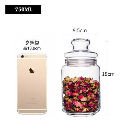 Transparent Glass Sealed Jar Candy Tea Grain Coffee Beans Snacks Spice