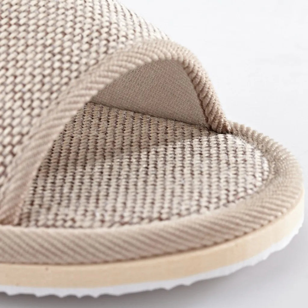 Men and women couple soft slippers Pure plain home linen slippers