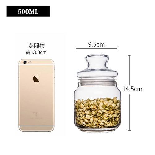 Transparent Glass Sealed Jar Candy Tea Grain Coffee Beans Snacks Spice