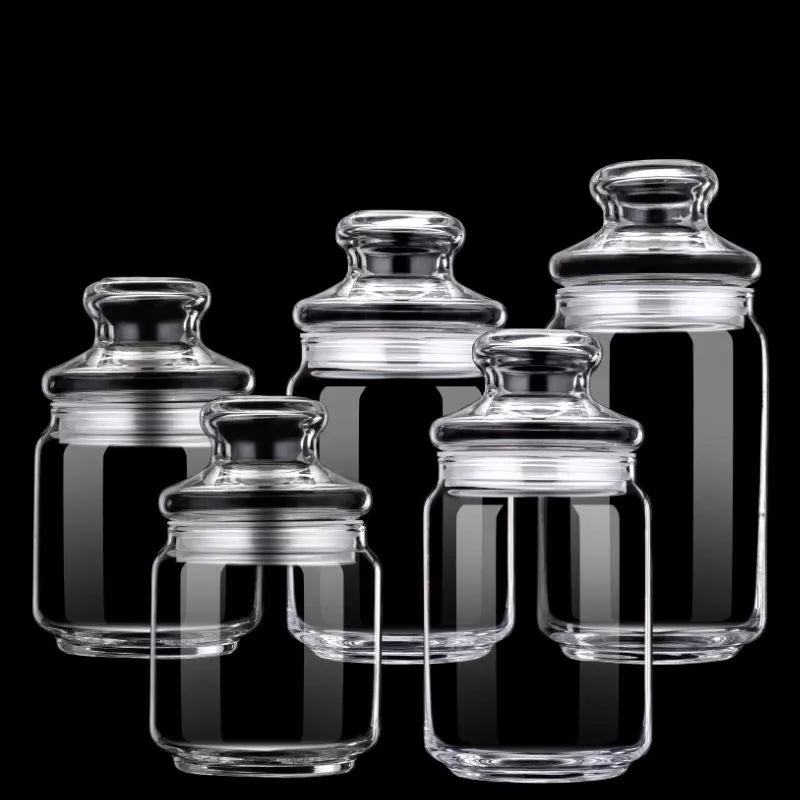 Transparent Glass Sealed Jar Candy Tea Grain Coffee Beans Snacks Spice
