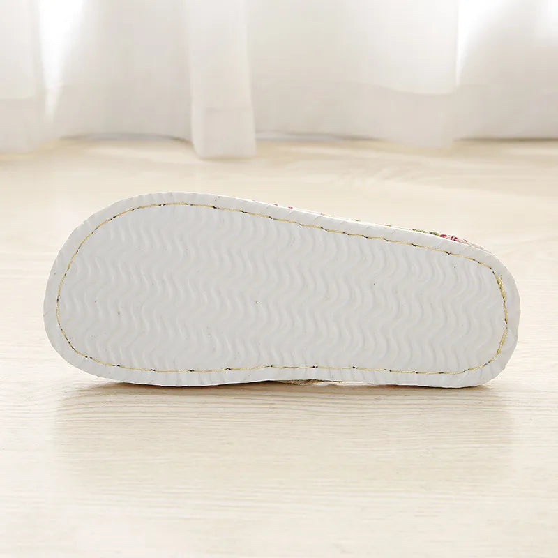 Women Home Slippers Indoor Floor Soft Couple Linen Slipper Spring