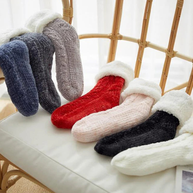 Women Winter Socks Plus Thicken Warm Soft Cotton Sock Home Non-Slip