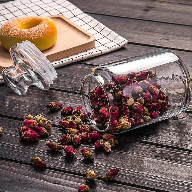 Transparent Glass Sealed Jar Candy Tea Grain Coffee Beans Snacks Spice