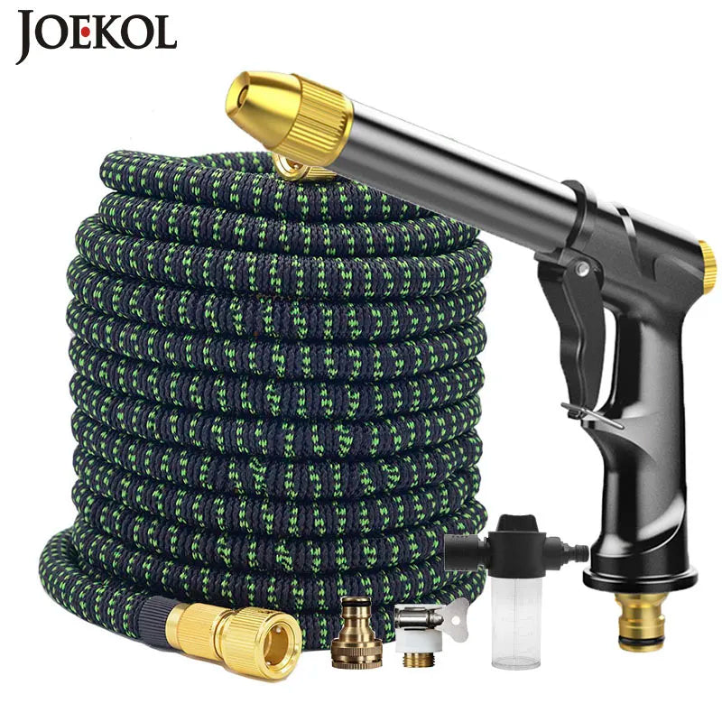 Garden Hose Set With Expandable Water Injector Magic Hose High