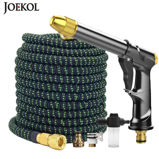 Garden Hose Set With Expandable Water Injector Magic Hose High