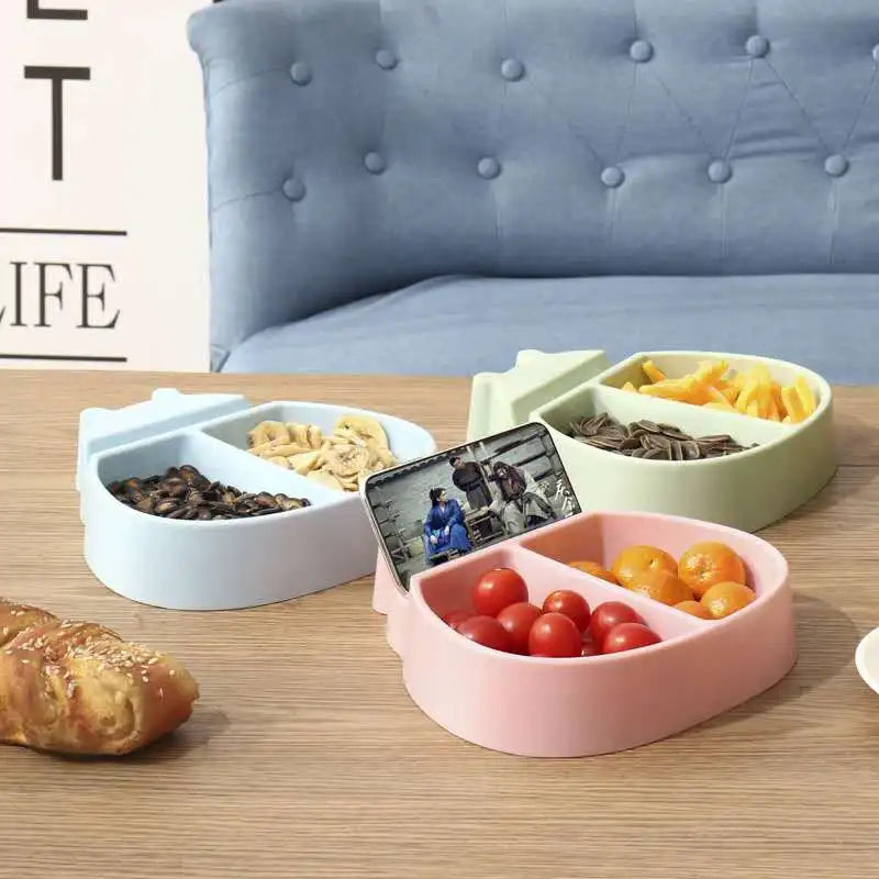 Plates For Food Creative Shape Lazy Snack Bowl Plastic Double Layers