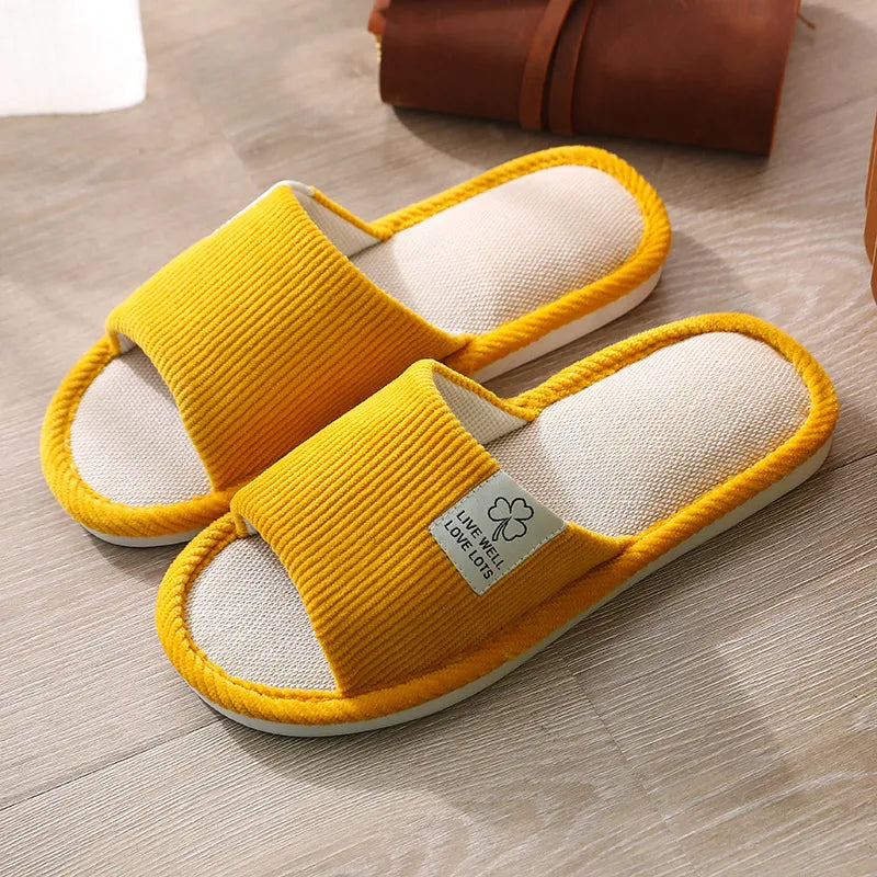 Women Indoor Slippers Corduroy Floor Flat Shoes Comfort Anti-slip Home