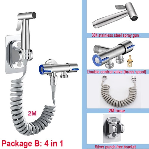 Handheld Bidet Sprayer Set 304 Stainless Steel Spray Gun Shower