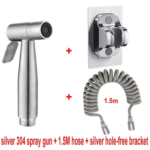 Handheld Bidet Sprayer Set 304 Stainless Steel Spray Gun Shower