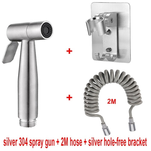 Handheld Bidet Sprayer Set 304 Stainless Steel Spray Gun Shower