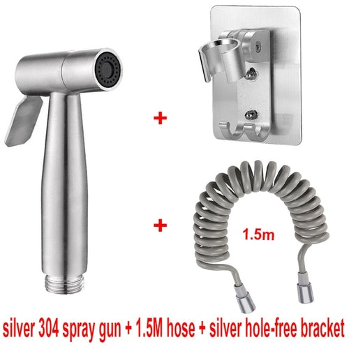 Handheld Bidet Sprayer Set 304 Stainless Steel Spray Gun Shower