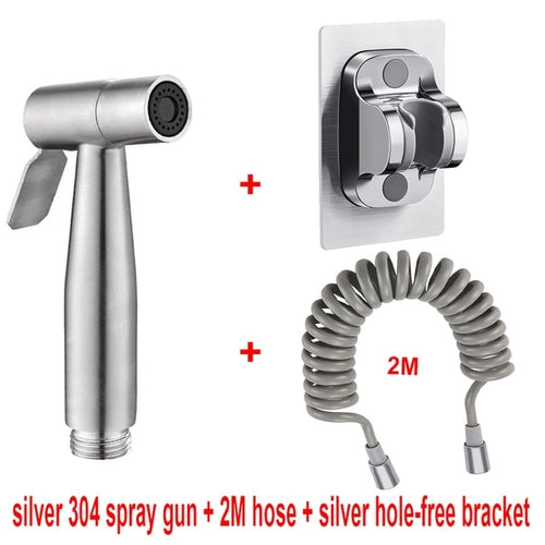 Handheld Bidet Sprayer Set 304 Stainless Steel Spray Gun Shower