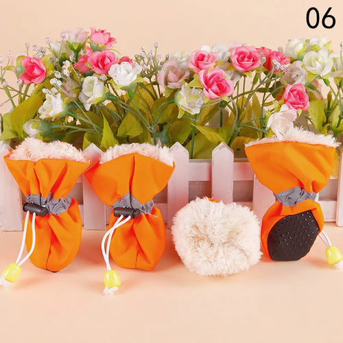 4pcs/set Waterproof Pet Dog Shoes Anti-slip Rain Snow Boot Footwear