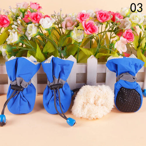 4pcs/set Waterproof Pet Dog Shoes Anti-slip Rain Snow Boot Footwear