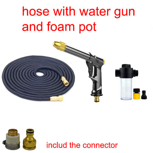 Garden Hose Set With Expandable Water Injector Magic Hose High