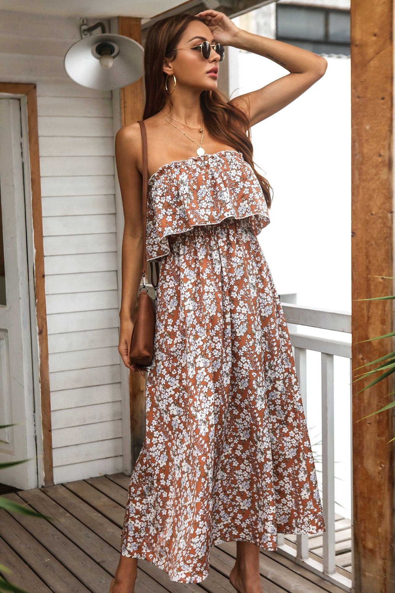 Casual Bandeau Vacation Maxi Dress