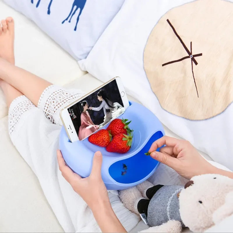 Lazy Snack Bowl Plastic Double-Layer Snack Storage Box Bowl Fruit Bowl