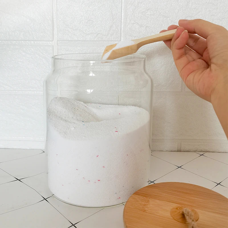 1 Gallon Glass Storage Jars for Laundry and Bathroom Clear Round Flour