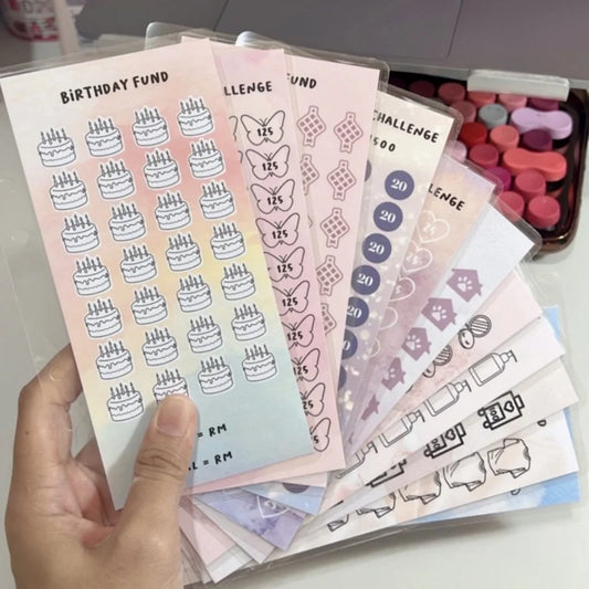 10Pcs 52 Weeks Savings Challenge Planner Cards Cash Binder Simple and