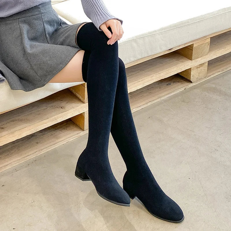 Women's Over The Knee Sock Boots Knitting Sock Boots Pointed Toe