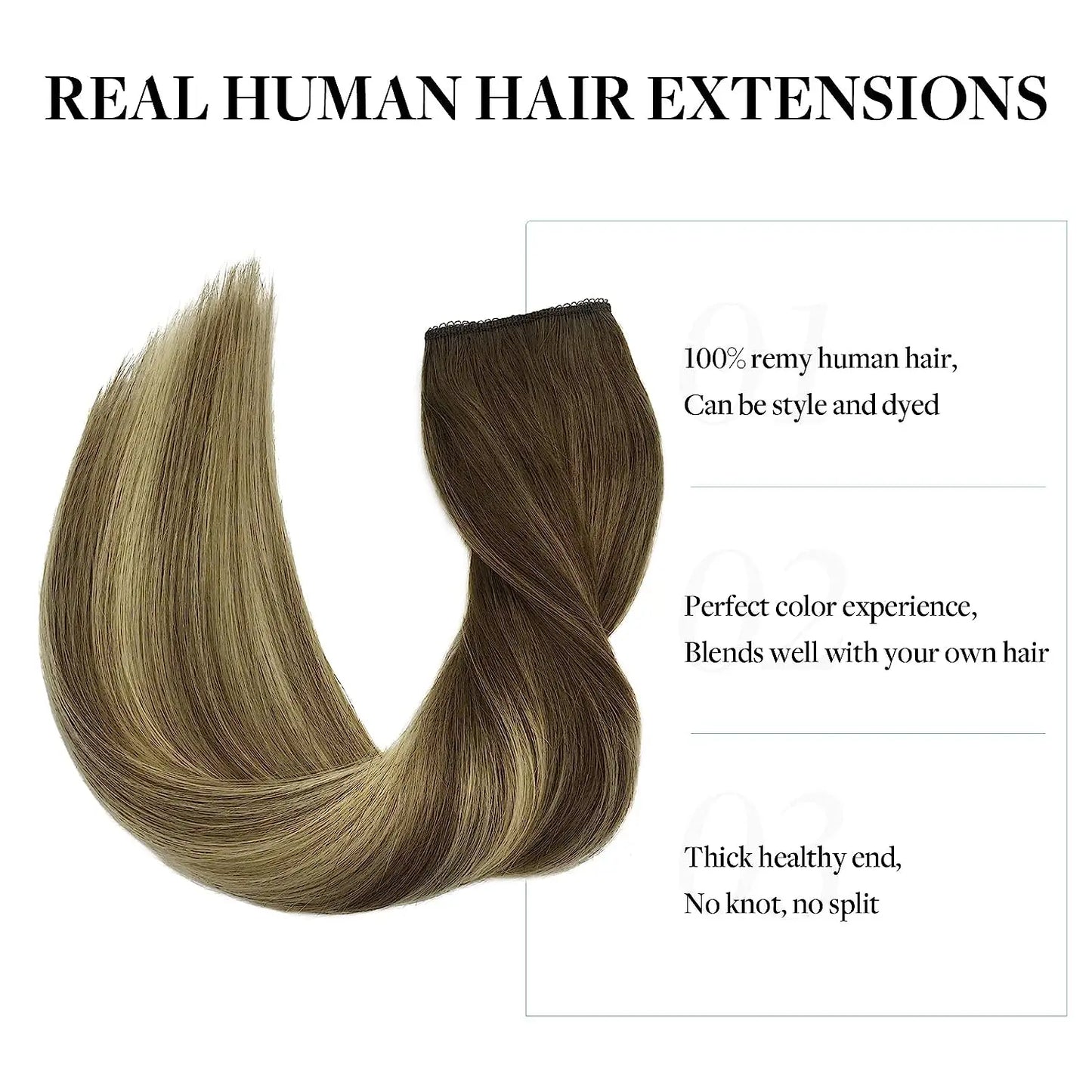 Natural Human Hair Extensions Invisible Wire Hair Extensions Straight