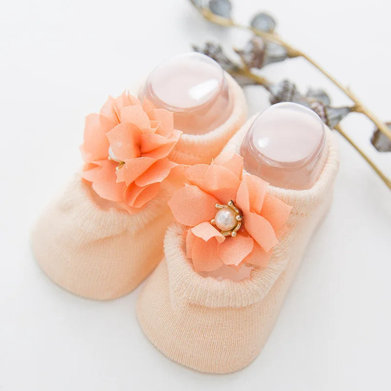 Baby Socks Infant Newborn Baby Girls 3Pcs/Set Slipper Non-slip Socks