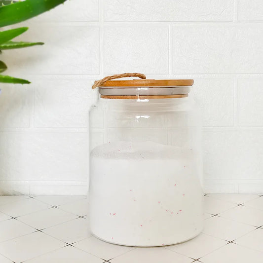 1 Gallon Glass Storage Jars for Laundry and Bathroom Clear Round Flour