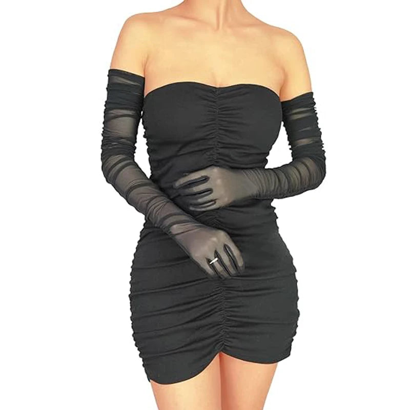 Women's Sexy Transparent Gloves Mesh Tulle Extra Long Gloves Opera