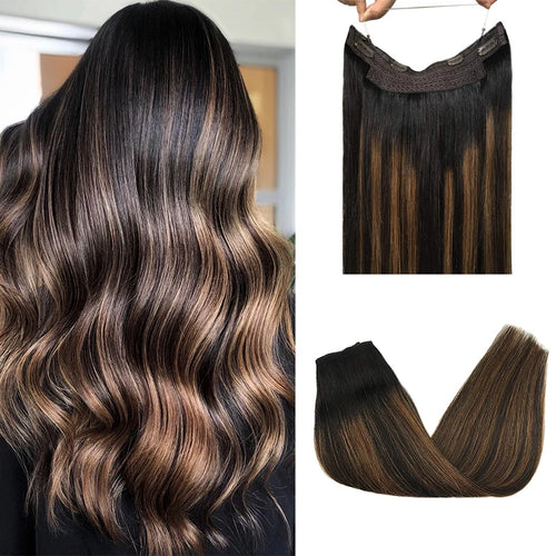 Natural Human Hair Extensions Invisible Wire Hair Extensions Straight
