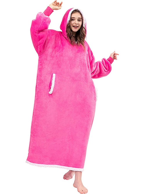 Women Hoodie Blanket Winter Warm Fleece Sweathirt Blanket Oversized