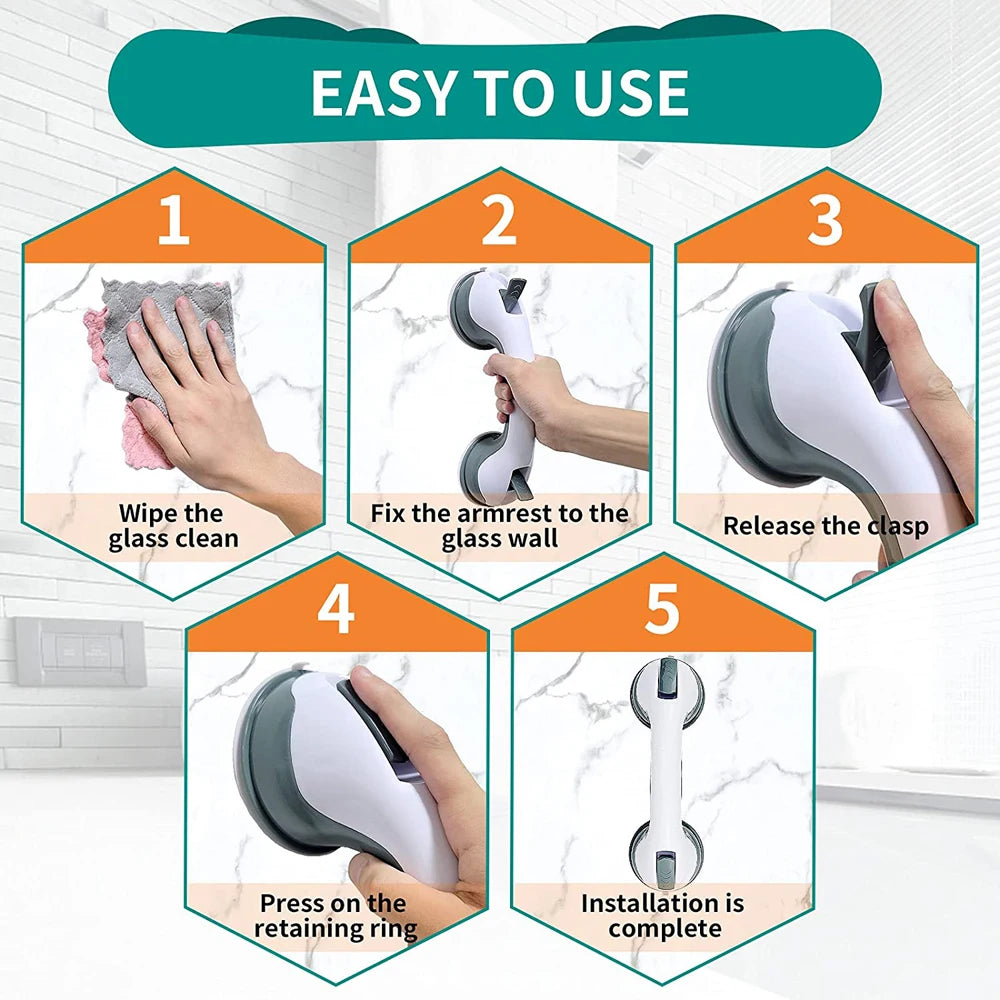 1pc Suction Grab Bar Rail Suction Cup Armrest Safety Handrail Bathroom