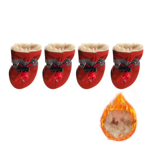 4pcs/set Waterproof Pet Dog Shoes Anti-slip Rain Snow Boot Footwear