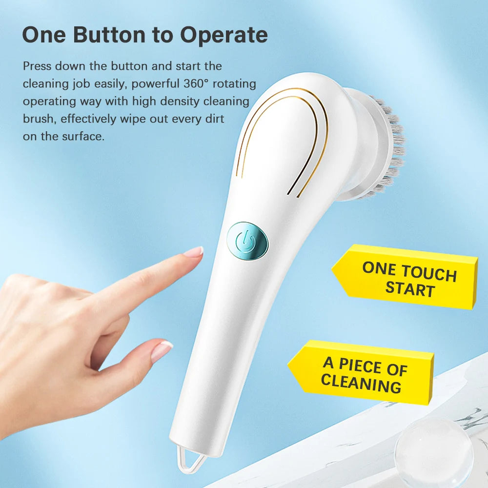 Electric Spin Cleaning Brush with 5 PCS Heads Cordless Portable Scrub