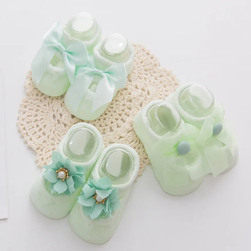 Baby Socks Infant Newborn Baby Girls 3Pcs/Set Slipper Non-slip Socks