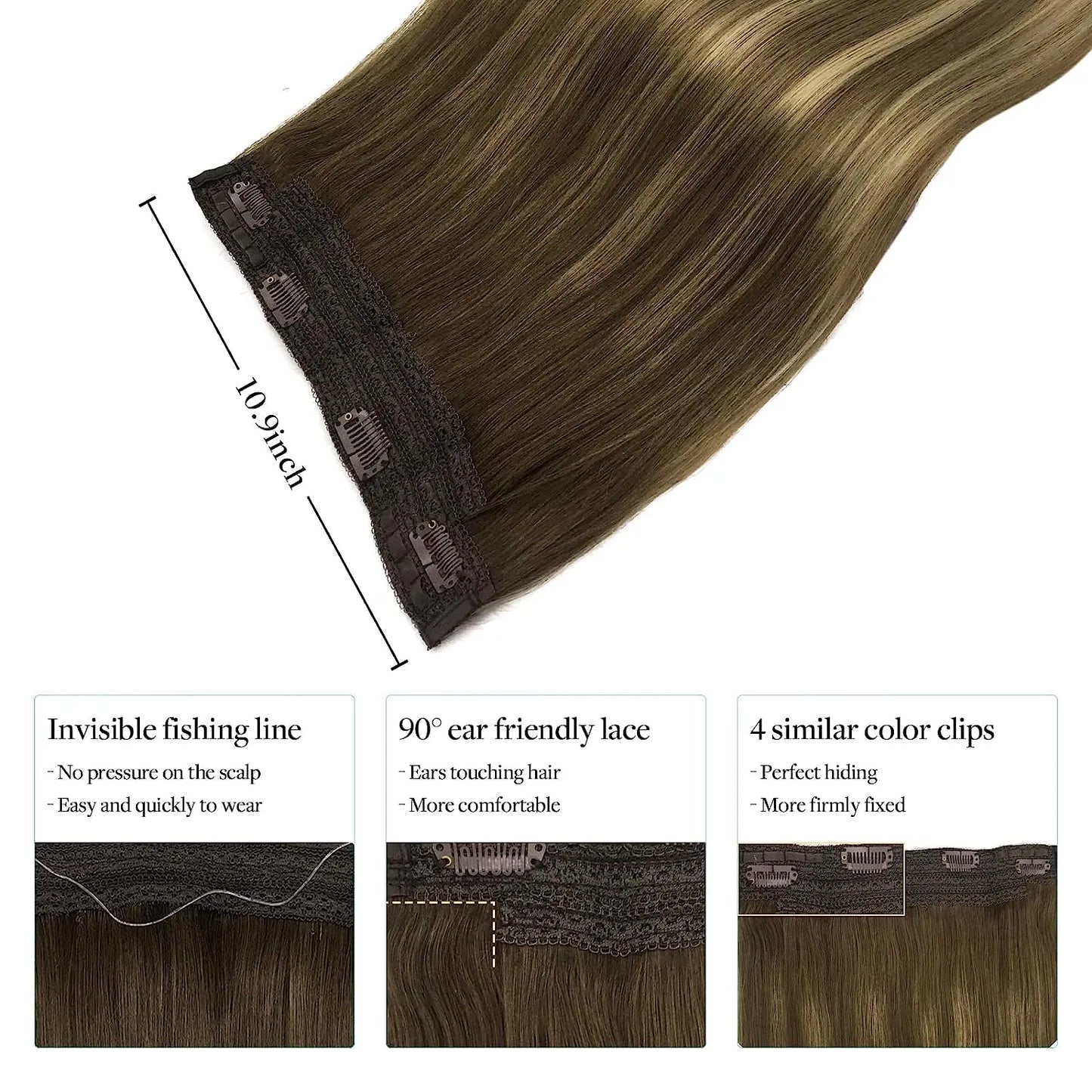 Natural Human Hair Extensions Invisible Wire Hair Extensions Straight