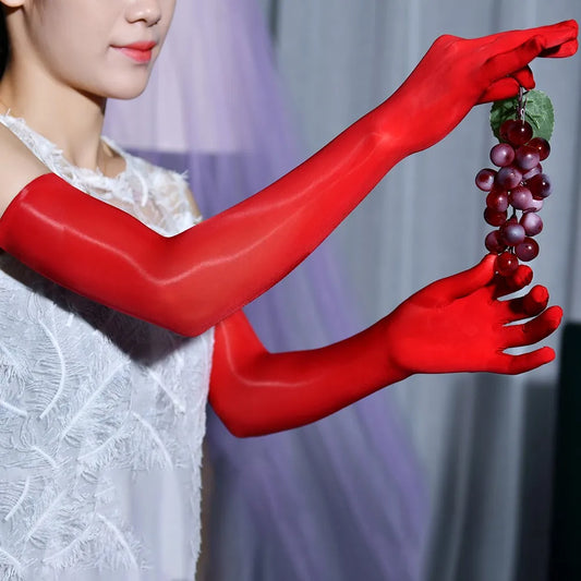 Unisex Smooth Sheer Shiny Seamless Long Gloves Ladies Bridal Tights
