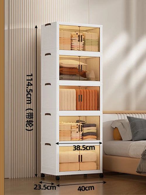 Large Double Door Open Folding Storage Box with Lid Wheels Stackable