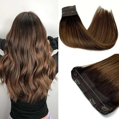 Natural Human Hair Extensions Invisible Wire Hair Extensions Straight