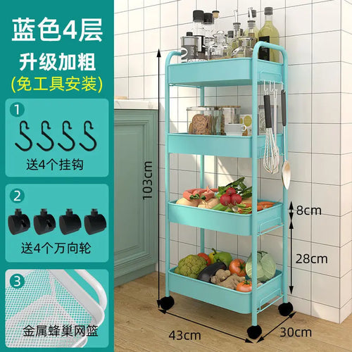 Trolley Storage Rack Floor Multi-layer Storage Rack Bathroom Wheeled