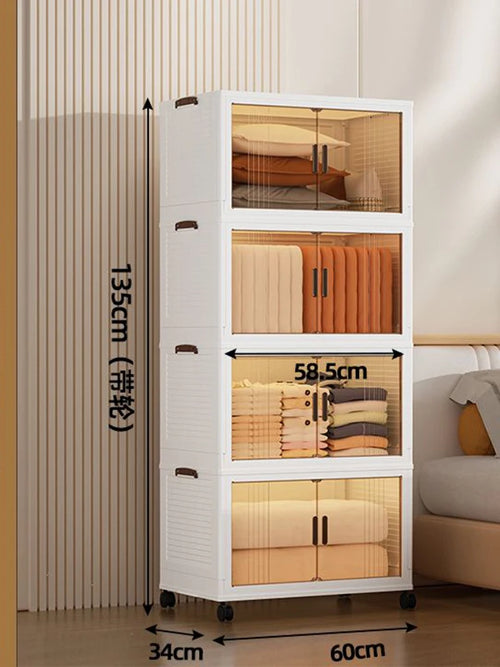 Large Double Door Open Folding Storage Box with Lid Wheels Stackable