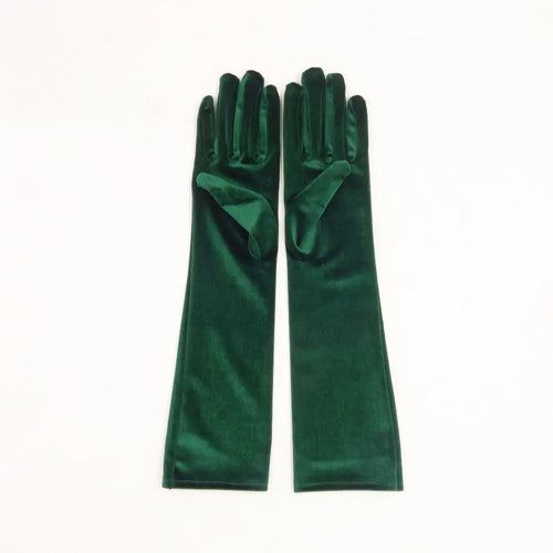 Punk Long Gloves Retro 45cm Velvet Performance Mittens Evening Dress