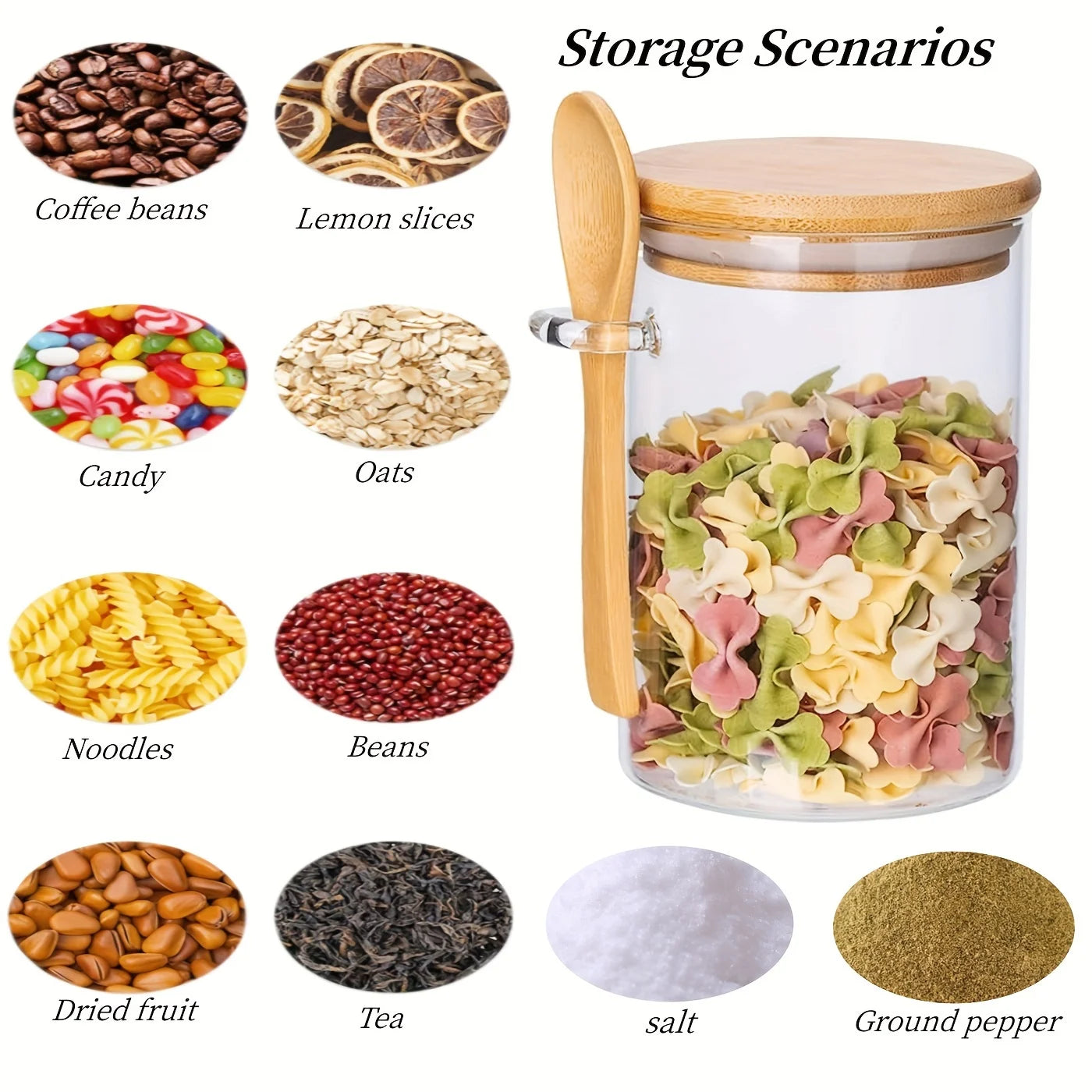18oz Airtight Glass Jars With Lids And Spoons, Candy Jars With Lids,
