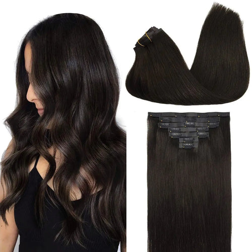 Seamless PU Clip Hair Extensions Human Hair Invisible Balayage Ombre
