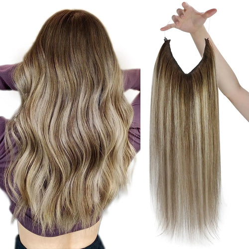 VeSunny Fish Line Human Hair Extension Wire Natural Hair OnePiece