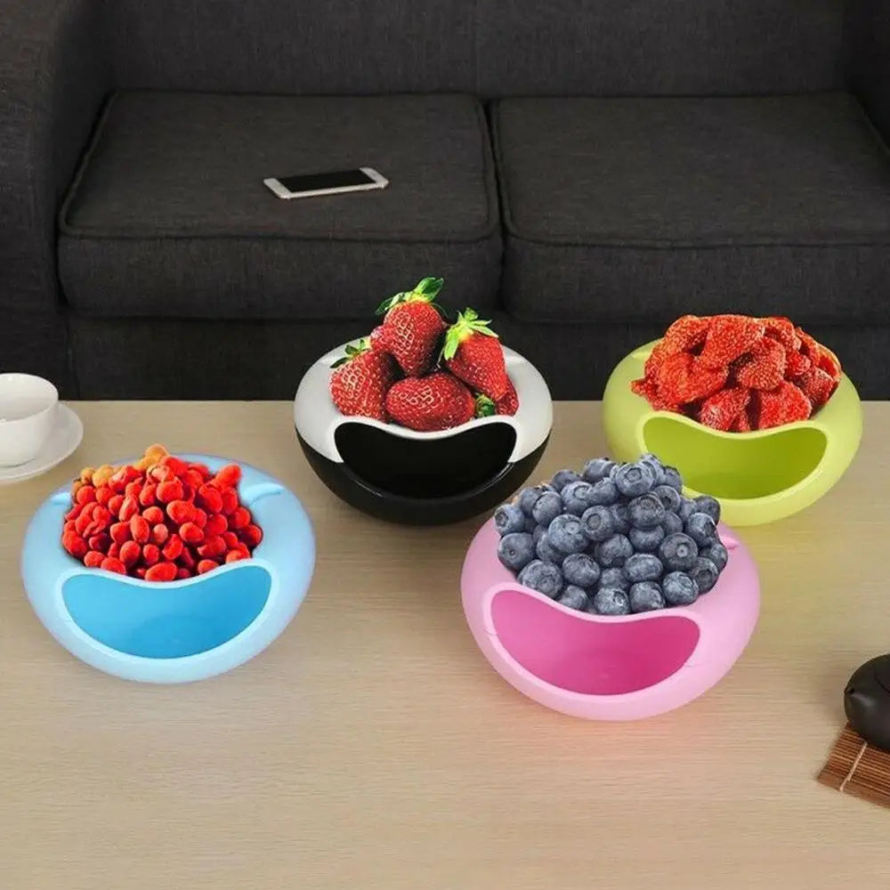Creative Household Lazy Snack Bowl Plastic Double-Layer Storage Plate