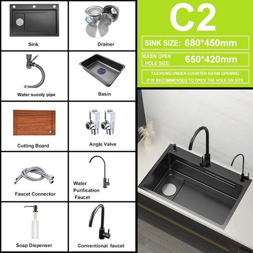 Kitchen Sink Waterfall Sink for Kitchen Stainless Steel Sink Single