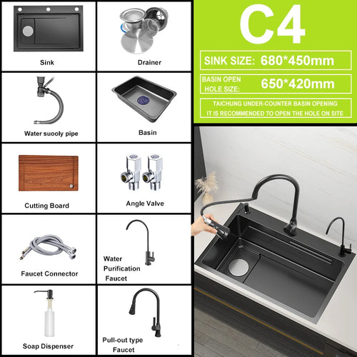 Kitchen Sink Waterfall Sink for Kitchen Stainless Steel Sink Single