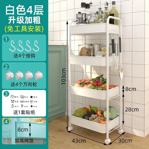 Trolley Storage Rack Floor Multi-layer Storage Rack Bathroom Wheeled
