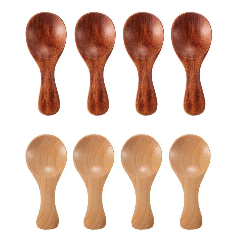 4Pcs Mini Wooden Spoons Small Kitchen Spice Condiment Spoon Sugar Tea