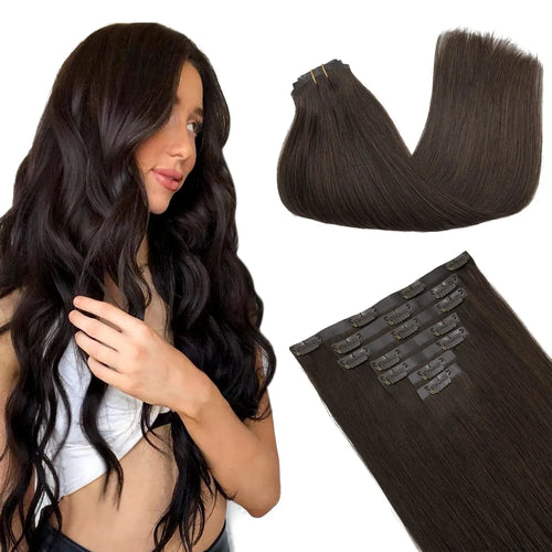 Seamless PU Clip Hair Extensions Human Hair Invisible Balayage Ombre